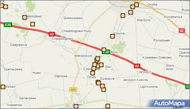mapa Kąty gmina Słupca, Kąty gmina Słupca na mapie Targeo