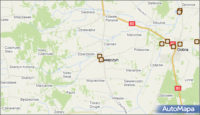 mapa Kawęczyn powiat turecki, Kawęczyn powiat turecki na mapie Targeo