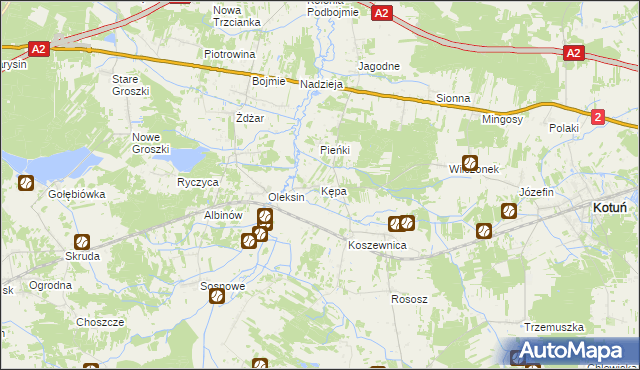 mapa Kępa gmina Kotuń, Kępa gmina Kotuń na mapie Targeo