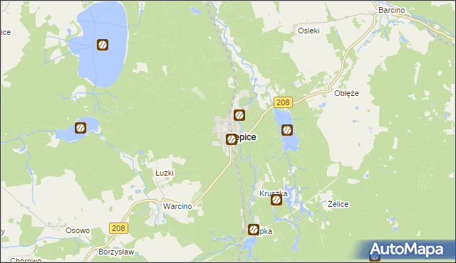 mapa Kępice powiat słupski, Kępice powiat słupski na mapie Targeo