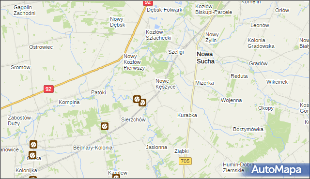 mapa Kęszyce-Wieś, Kęszyce-Wieś na mapie Targeo