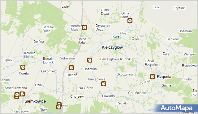 mapa Kiełczygłów-Okupniki, Kiełczygłów-Okupniki na mapie Targeo