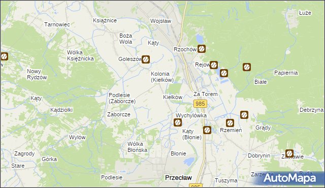 mapa Kiełków gmina Przecław, Kiełków gmina Przecław na mapie Targeo