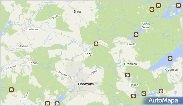 mapa Kielno gmina Dobrzany, Kielno gmina Dobrzany na mapie Targeo