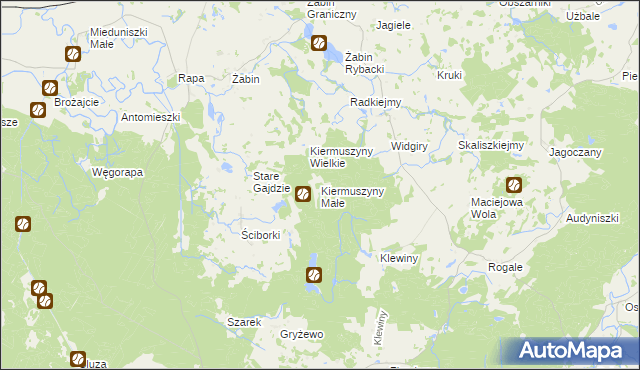 mapa Kiermuszyny Małe, Kiermuszyny Małe na mapie Targeo