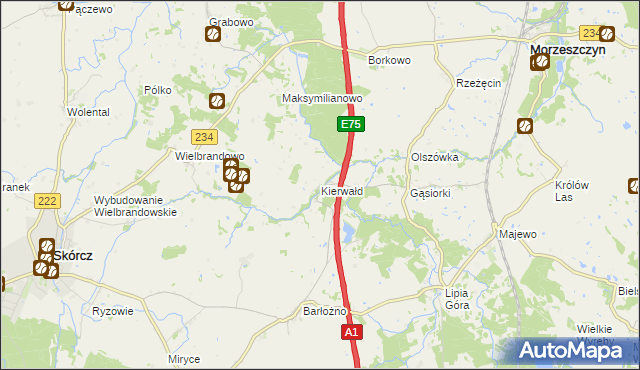 mapa Kierwałd, Kierwałd na mapie Targeo