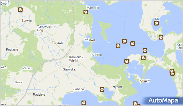 mapa Kietlice gmina Węgorzewo, Kietlice gmina Węgorzewo na mapie Targeo