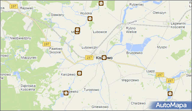 mapa Kiszkowo powiat gnieźnieński, Kiszkowo powiat gnieźnieński na mapie Targeo