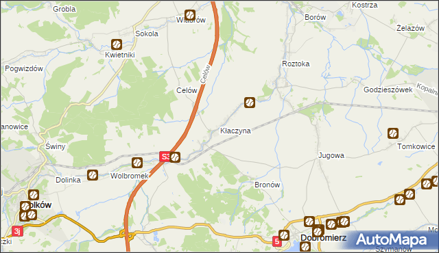 mapa Kłaczyna, Kłaczyna na mapie Targeo