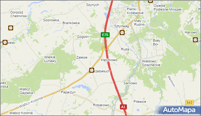 mapa Klęczkowo gmina Stolno, Klęczkowo gmina Stolno na mapie Targeo