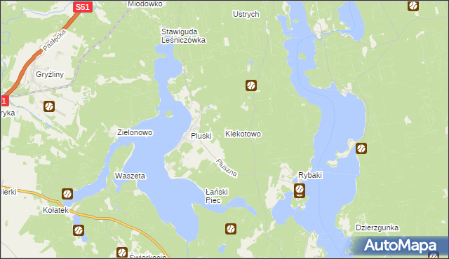 mapa Klekotowo gmina Stawiguda, Klekotowo gmina Stawiguda na mapie Targeo