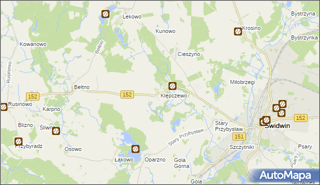 mapa Klępczewo, Klępczewo na mapie Targeo