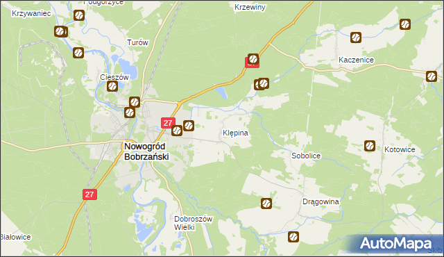 mapa Klępina, Klępina na mapie Targeo