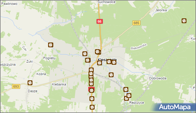 mapa Kleszczele, Kleszczele na mapie Targeo