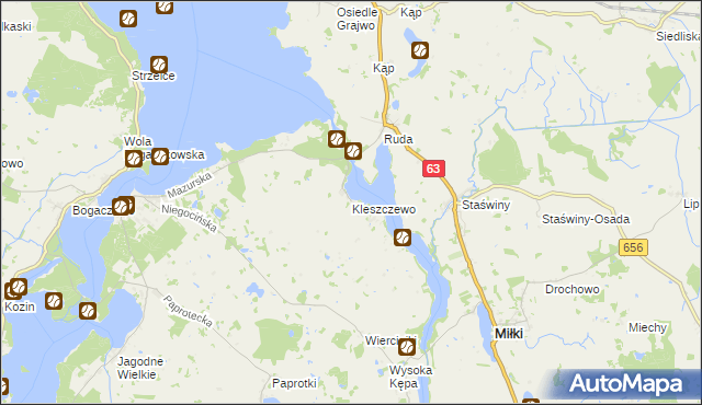 mapa Kleszczewo gmina Miłki, Kleszczewo gmina Miłki na mapie Targeo