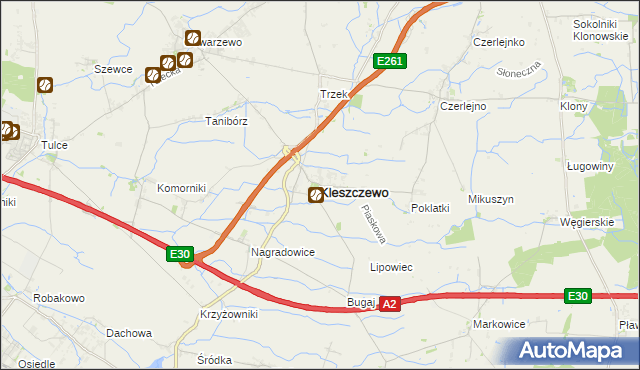 mapa Kleszczewo powiat poznański, Kleszczewo powiat poznański na mapie Targeo