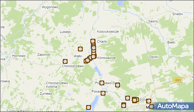 mapa Klimkowicze, Klimkowicze na mapie Targeo