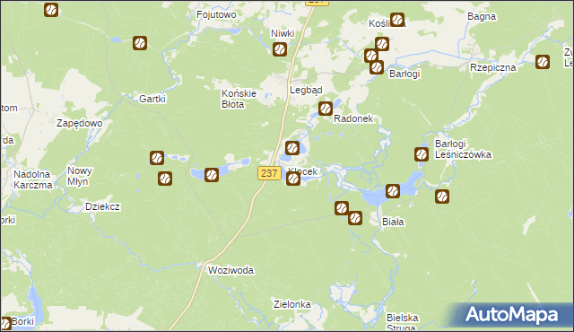 mapa Klocek, Klocek na mapie Targeo