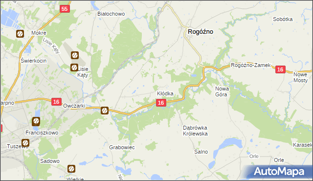 mapa Kłódka gmina Rogóźno, Kłódka gmina Rogóźno na mapie Targeo