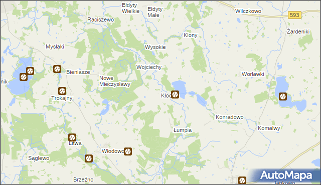 mapa Kłodzin gmina Miłakowo, Kłodzin gmina Miłakowo na mapie Targeo