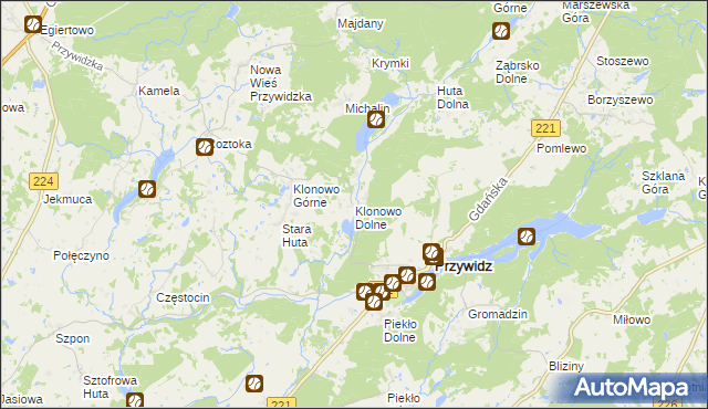 mapa Klonowo Dolne, Klonowo Dolne na mapie Targeo