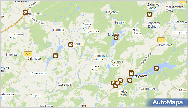 mapa Klonowo Górne, Klonowo Górne na mapie Targeo