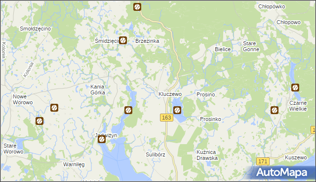 mapa Kluczewo gmina Czaplinek, Kluczewo gmina Czaplinek na mapie Targeo