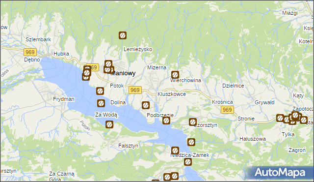 mapa Kluszkowce, Kluszkowce na mapie Targeo