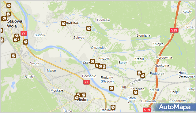 mapa Kłyżów, Kłyżów na mapie Targeo