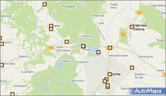 mapa Knieja gmina Przyrów, Knieja gmina Przyrów na mapie Targeo