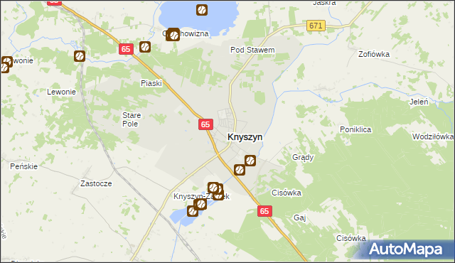 mapa Knyszyn powiat moniecki, Knyszyn powiat moniecki na mapie Targeo