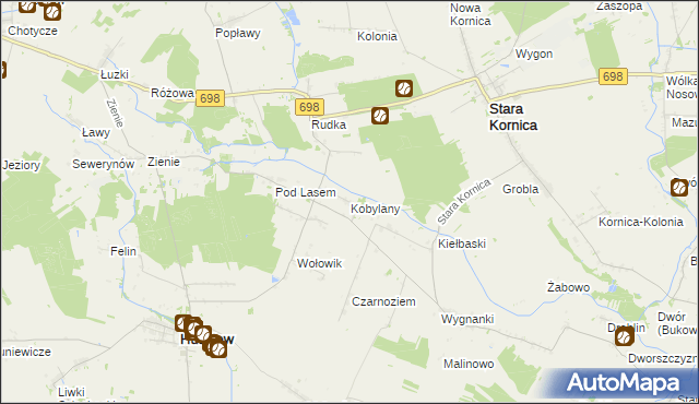 mapa Kobylany gmina Stara Kornica, Kobylany gmina Stara Kornica na mapie Targeo