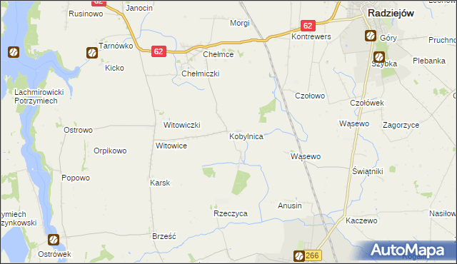 mapa Kobylnica gmina Kruszwica, Kobylnica gmina Kruszwica na mapie Targeo