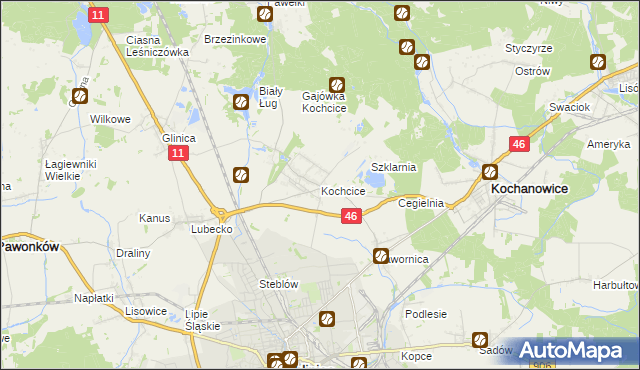 mapa Kochcice, Kochcice na mapie Targeo