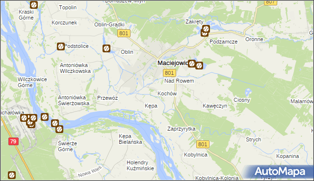 mapa Kochów gmina Maciejowice, Kochów gmina Maciejowice na mapie Targeo