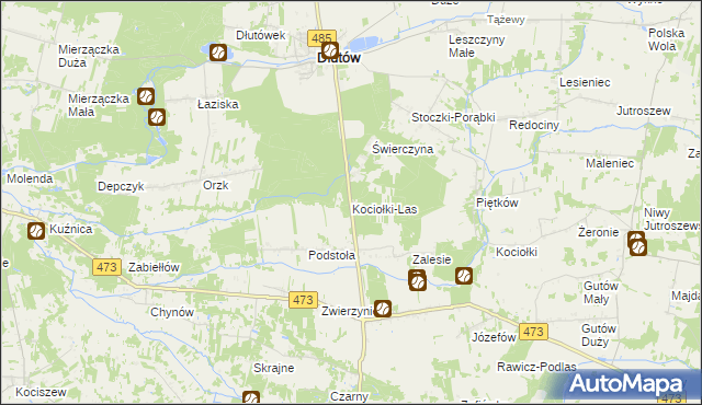 mapa Kociołki-Las, Kociołki-Las na mapie Targeo