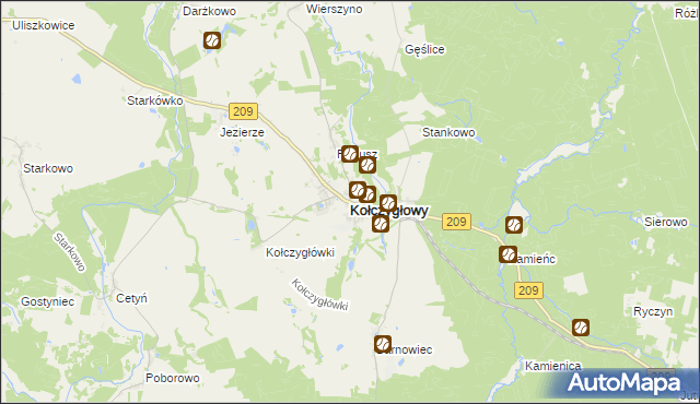 mapa Kołczygłowy, Kołczygłowy na mapie Targeo