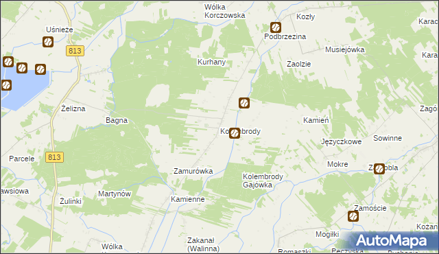 mapa Kolembrody, Kolembrody na mapie Targeo