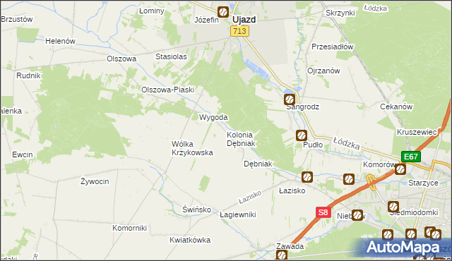 mapa Kolonia Dębniak, Kolonia Dębniak na mapie Targeo