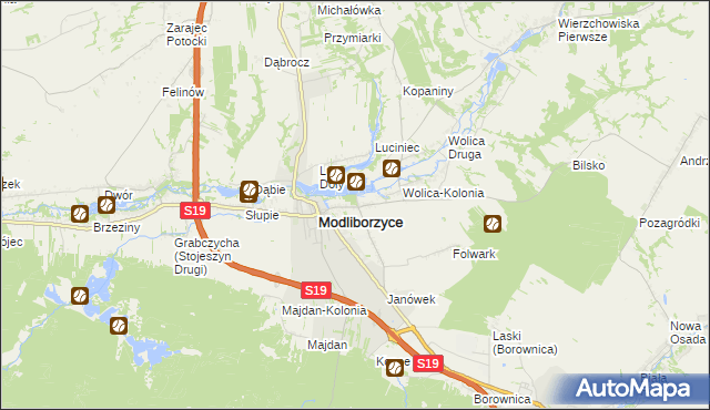 mapa Kolonia Zamek, Kolonia Zamek na mapie Targeo