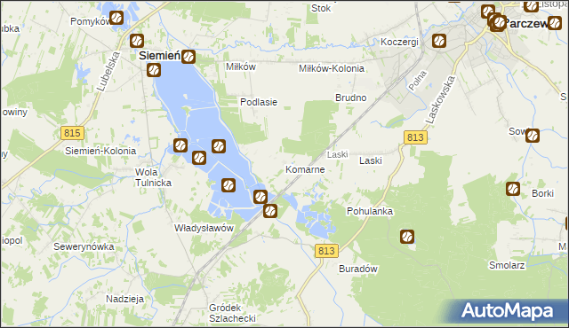 mapa Komarne, Komarne na mapie Targeo