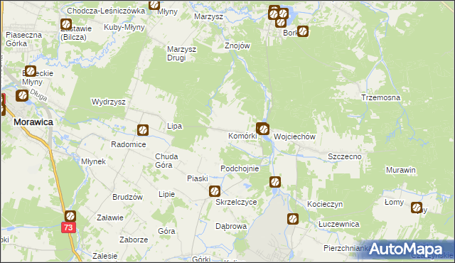 mapa Komórki, Komórki na mapie Targeo