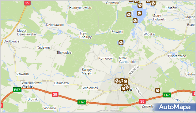 mapa Komorów gmina Syców, Komorów gmina Syców na mapie Targeo
