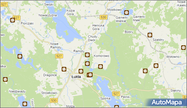 mapa Komorowo gmina Łukta, Komorowo gmina Łukta na mapie Targeo