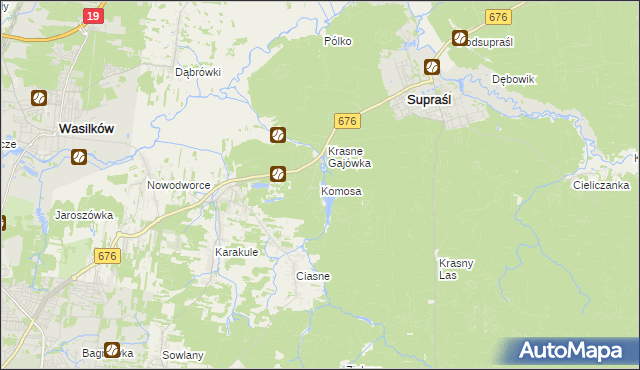 mapa Komosa, Komosa na mapie Targeo