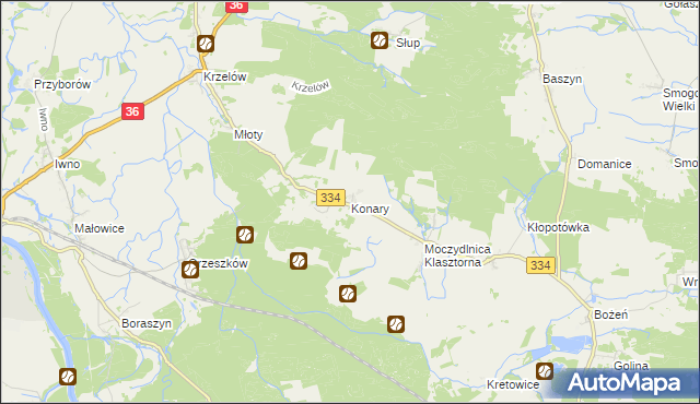 mapa Konary gmina Wińsko, Konary gmina Wińsko na mapie Targeo