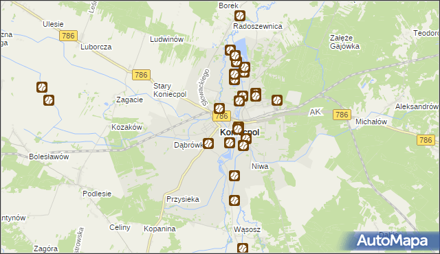 mapa Koniecpol, Koniecpol na mapie Targeo