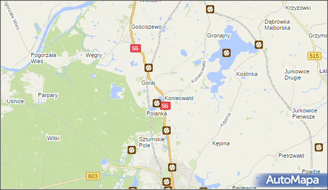 mapa Koniecwałd, Koniecwałd na mapie Targeo