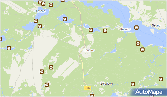 mapa Konotop gmina Drawsko Pomorskie, Konotop gmina Drawsko Pomorskie na mapie Targeo