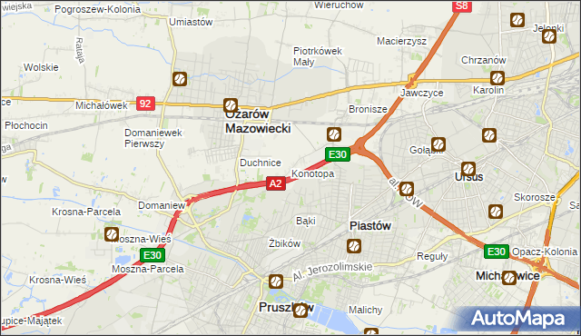 mapa Konotopa gmina Ożarów Mazowiecki, Konotopa gmina Ożarów Mazowiecki na mapie Targeo